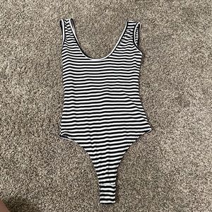 NWOT black and white striped bodysuit